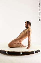 Nude Man White Average Short Brown Sitting poses - ALL Sitting poses - on knees Multi angles poses Realistic